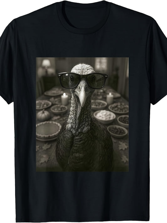Men'S And Women'S T-Shirt, Funny Turkey Wearing Sunglasses, Thanksgiving Dinner Party Autumn Season